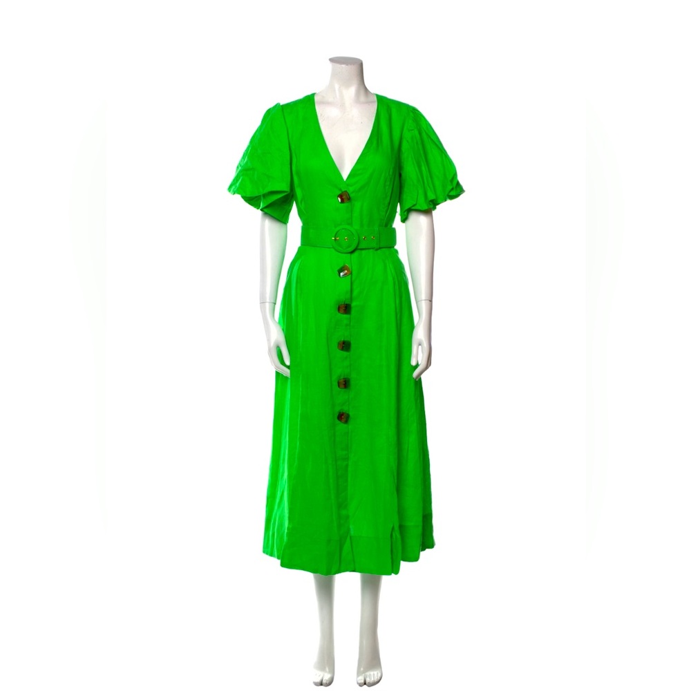 Nicholas green button up long belted dress size M 6
